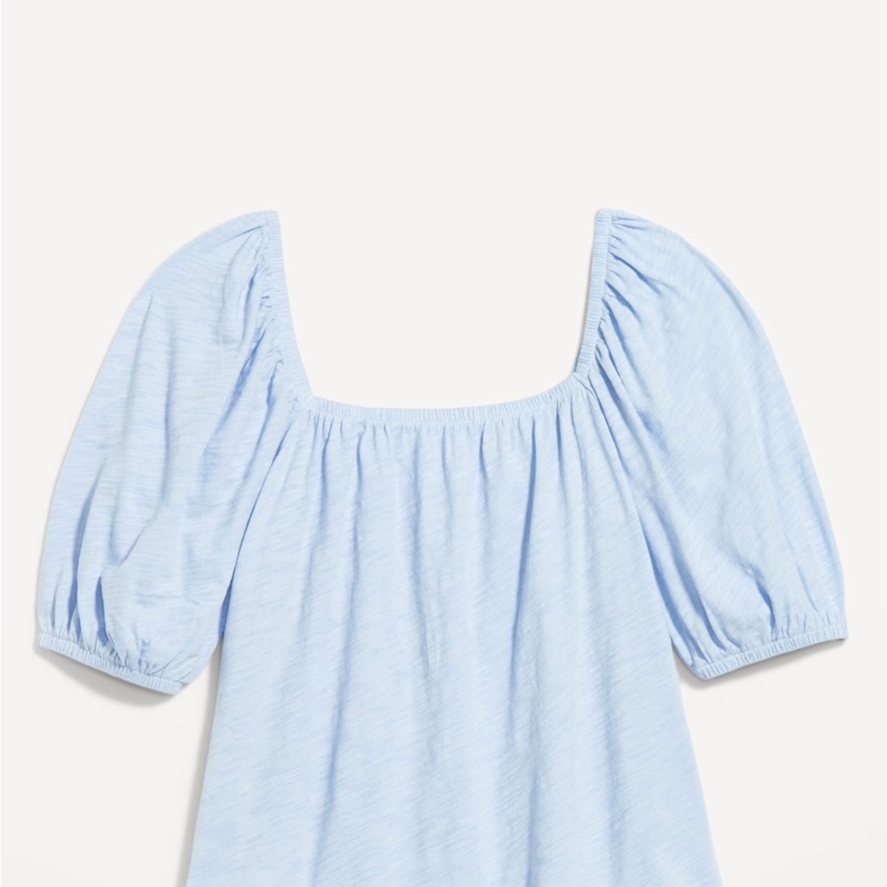 Square Neck Light Blue Women's Top